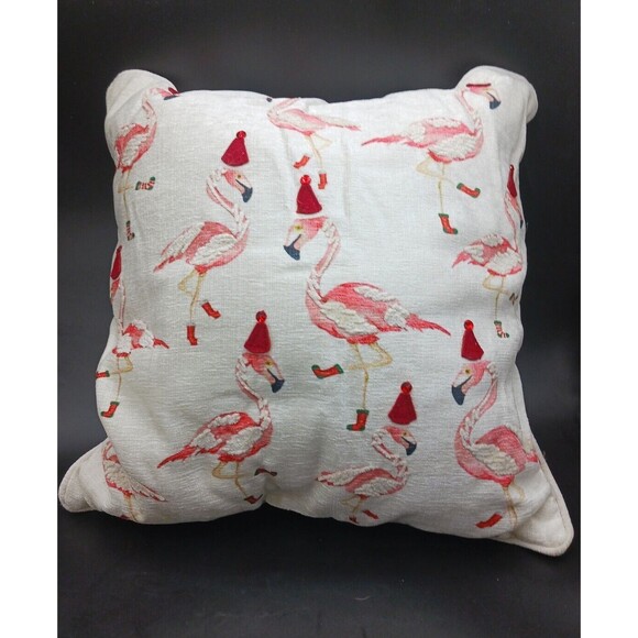 Atira Party Flamingos 13"x13" Throw Pillow Beachy Ocean Decor Bedding New - Picture 1 of 5